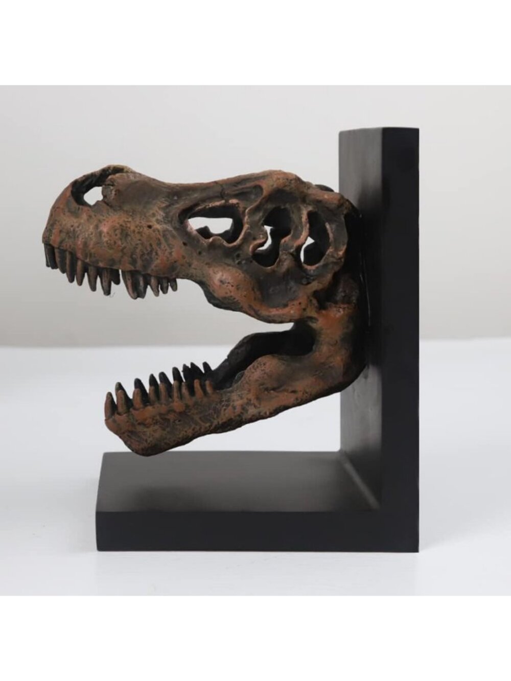 Dinosaur Skull Bookend - T-Rex Decorative Resin Book Decor, Desk & Shelf Accent